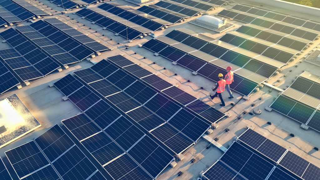 inspecting vast solar panels